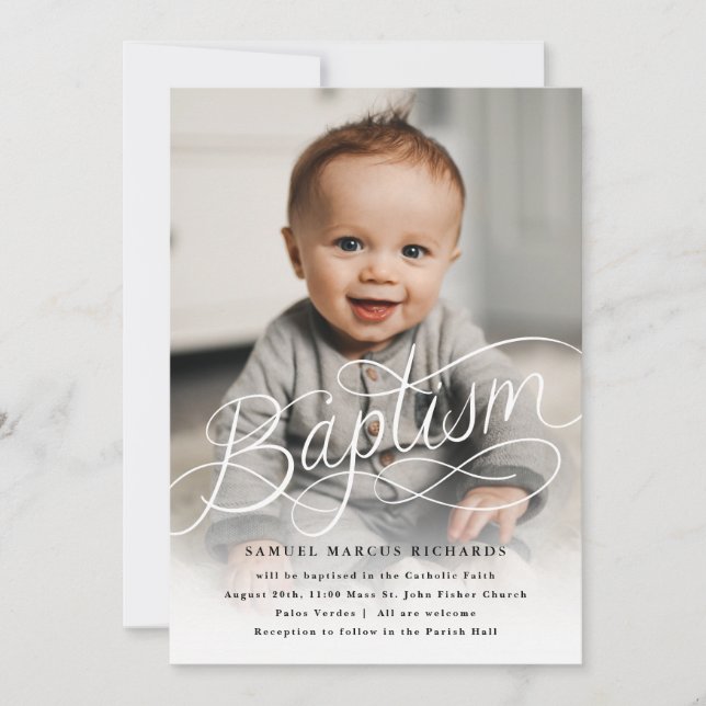 Invitation Baptême Photo Bébé (Devant)