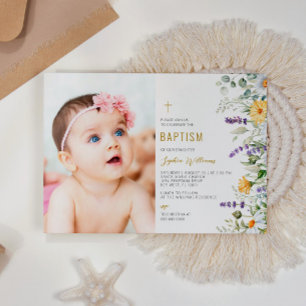 Invitation Baptême photo Chamomile & Eucalyptus