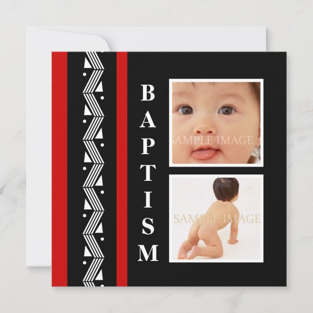 Invitation Baptême photo de bébé funky PERSONNALISER (Devant)