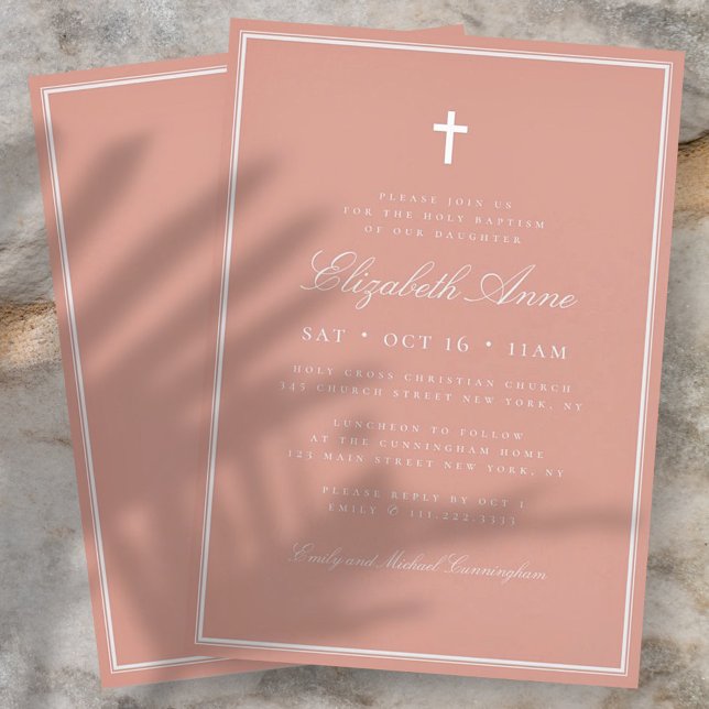 Invitation Baptême Pour Sa Croix Élégante Classique (Créateur téléchargé)