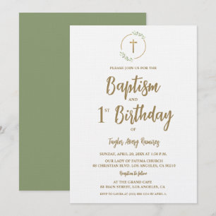 Invitation Baptême Premier Anniversaire Couronne de verdure c