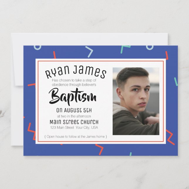 Invitation Baptême rétro Tween/Ado (Devant)