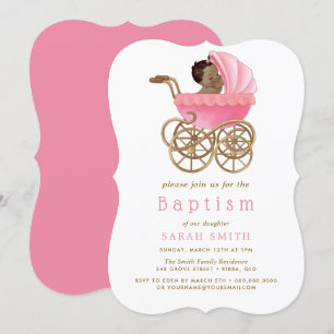 Invitation Baptême rose Baptême rose Bébé mignon Pram