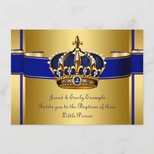 Invitation Baptême royal bleu et or