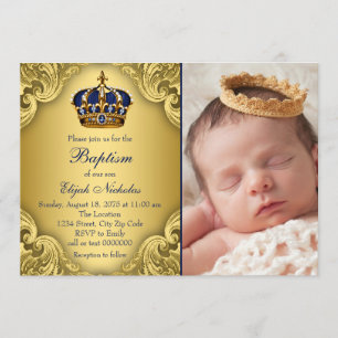 Invitation Baptême royal d'or