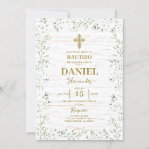 Invitation Baptême rustique espagnol