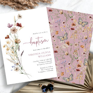 Invitation Baptême sauvage rose