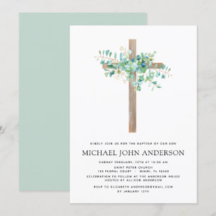 Invitation Baptême Verdure Eucalyptus Sage Botanique Invitat