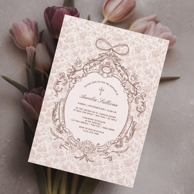 Invitation Baptême Vintage classique (Créateur téléchargé)