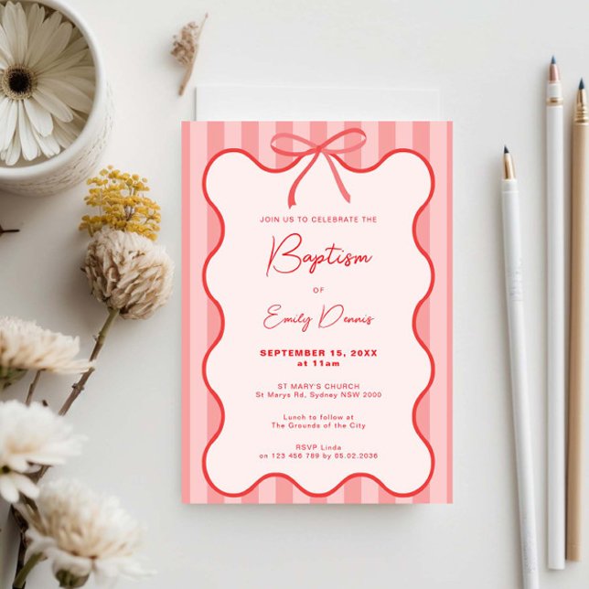 Invitation Baptême Whimsical Rétro Frontière (Créateur téléchargé)