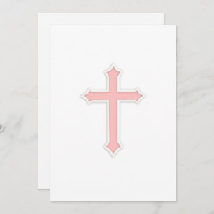 Invitation Baptism "Embossed" Cross Pink