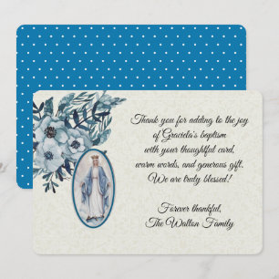 Invitation Baptismal Baby Vierge Marie Fleurs bleues Invitati