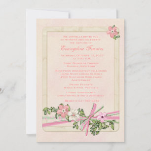 Invitation baptismale florale