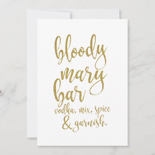 Invitation Bar à Bloody Mary Or Panneau de Mariage Abordable (Devant)