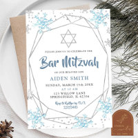 Bar/Bat mitzvah Blue Winter Snowflake