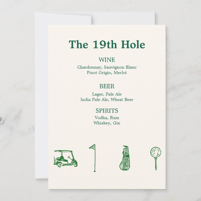 Invitation Bar de golf (Devant)