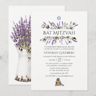 Invitation Bar Mitzvah aquarelle coton lavande