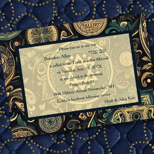 Invitation Bar Mitzvah Arrière - plan Abstrait Design Bleu Be