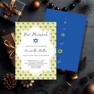 Invitation Bar Mitzvah Art Moderne Aquarelle Étoile De David