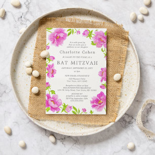 Invitation Bar Mitzvah aux Pivoines Roses