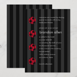 Invitation Bar Mitzvah Balle de football rouge et noir