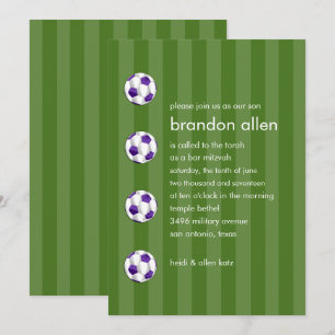 Invitation Bar Mitzvah Balle de football violet et blanc