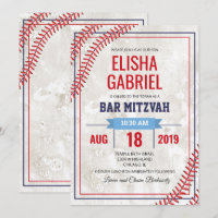 Invitation Bar Mitzvah Baseball Vintage Grunge