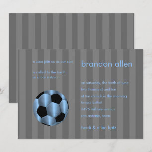 Invitation Bar Mitzvah Bleu clair et noir balle de football