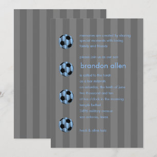 Invitation Bar Mitzvah Bleu clair et noir balle de football