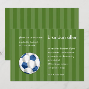Invitation Bar Mitzvah Bleu et Bal de Football Blanc