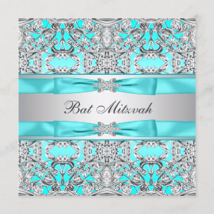 Invitation Bar Mitzvah Bleu Turquoise