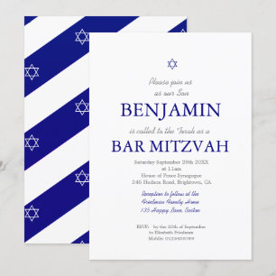 Invitation Bar Mitzvah Blue Motif Star de David Juif I