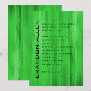 Invitation Bar Mitzvah Bright Green Techno Streaks