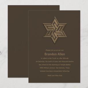 Invitation Bar Mitzvah Brown Tones Star de David