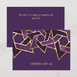 Invitation Bar Mitzvah Gold Plum Purple Star de David