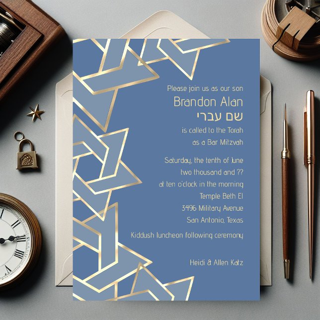 Invitation Bar Mitzvah Gold Star de David sur n'importe quell (Créateur téléchargé)