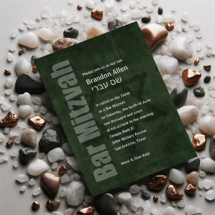 Invitation Bar Mitzvah Grunge Green