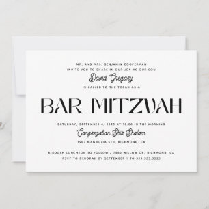 Invitation Bar Mitzvah Moderne Élégant Minimaliste Juif