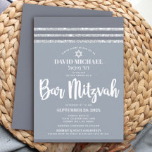 Bar Mitzvah Moderne Gris Tallit Argent Simple Épai