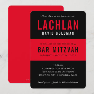 Invitation BAR MITZVAH moderne minimaliste à bande simple noi