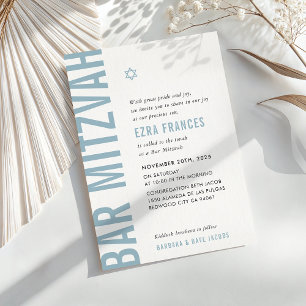 Invitation BAR MITZVAH moderne minimaliste audacieux garçon b
