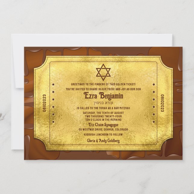 Invitation Bar Mitzvah ou Bat Mitzvah Tablette de chocolat Ti (Devant)