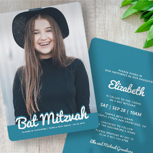 Invitation Bar Mitzvah Photo personnalisé moderne
