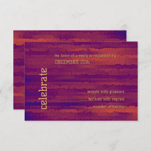 Invitation Bar Mitzvah Plum et Orange Techno Streaks RSVP