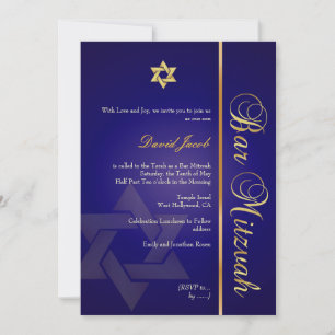 Invitation Bar Mitzvah/royal bleu/or