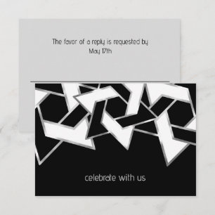 Invitation Bar Mitzvah Silver Black White Star de David