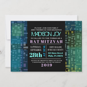 Invitation Bar Mitzvah & SQUARES ÉTOILES FILANTES