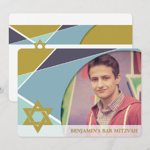 Invitation Bar Mitzvah Star Of David Geometric Photo Invitati