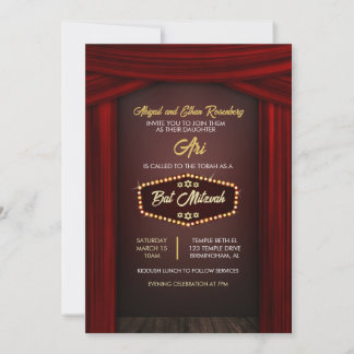 Invitation Bar Mitzvah sur le thème de Broadway