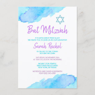 Invitation Bar Mitzvah Turquoise Violet